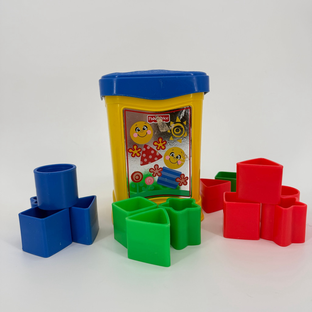 Vintage Fisher-Price Toddler Learning Toy Shape Sorter Yellow Blue 2002